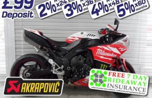 Yamaha R1 MILWAUKEE BSB REPLICA with AKRAPOVIC CANS Ellison and Waters motorbike