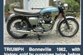 Triumph Pre Unit Bonneville 1962 for sale